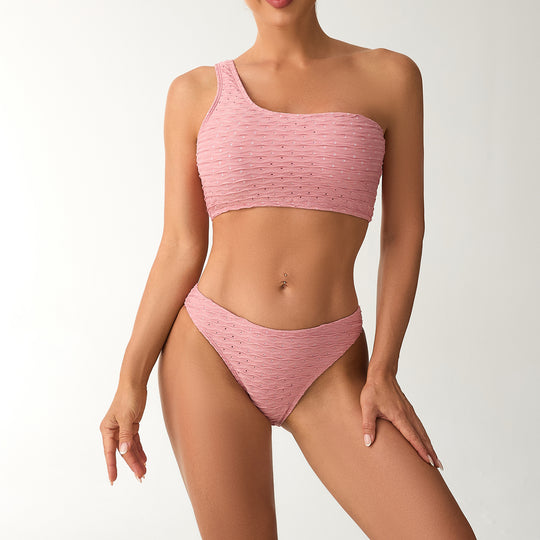 Damen Einseitiges Bikini-Set mit raffiniertem Rüschendesign EB