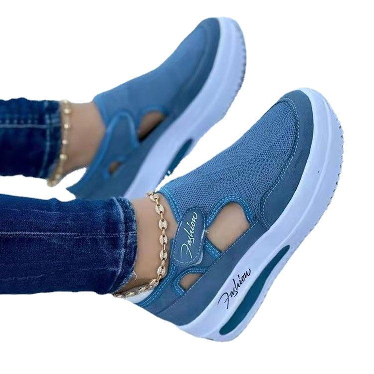 Damen  atmungsaktive Plateausneaker mit Klettverschluss und integrierter Luftdämpfung EB