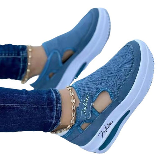 Damen  atmungsaktive Plateausneaker mit Klettverschluss und integrierter Luftdämpfung EB