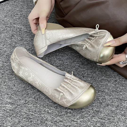 Damen elegante Ballerinas mit modischer Schleifenverzierung EB