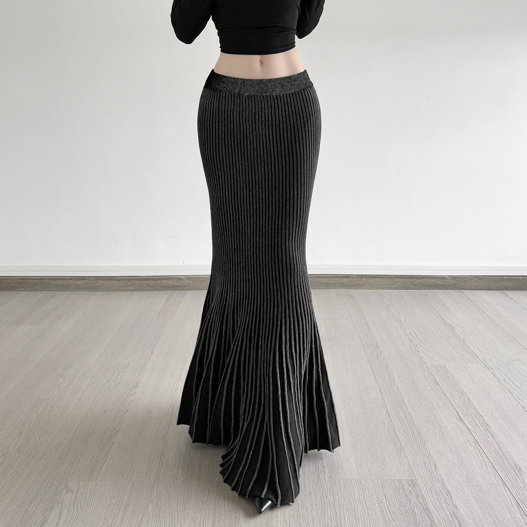 Damen Maxirock mit eleganter Rippenstruktur und modischem Glockenlauf EB