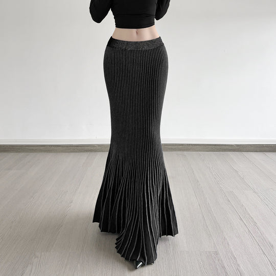 Damen Maxirock mit eleganter Rippenstruktur und modischem Glockenlauf EB