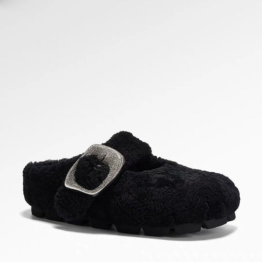 Damen Hausschuhe aus weichem Fleece mit modischem Schnallenverschluss EB