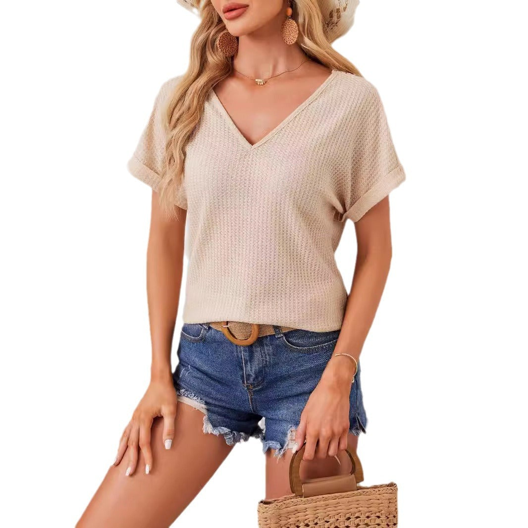 Damen Cropped Strickoberteil mit Häkel-Details EB