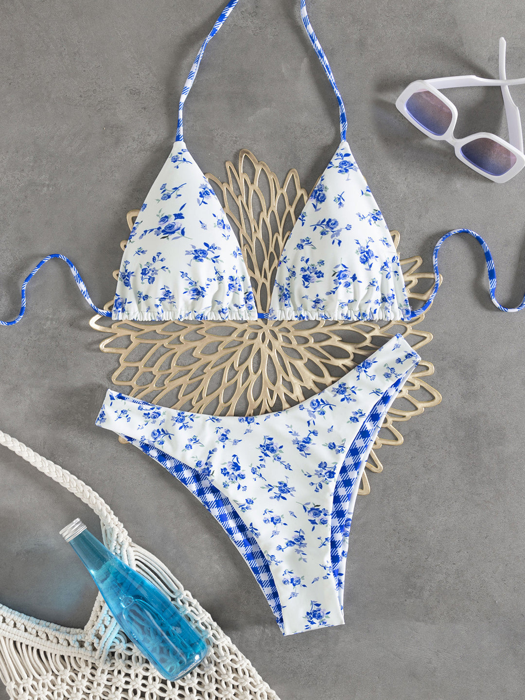 Damen Blumenmuster Bikini EB