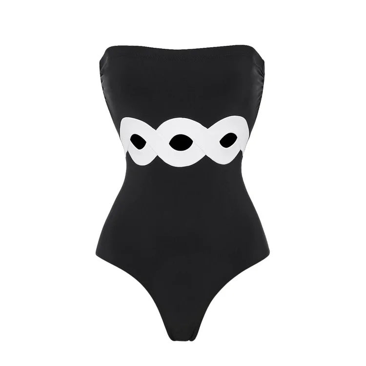 Damen eleganter V-Ausschnitt Schwimmanzug mit stilvollem Wickelrock EB