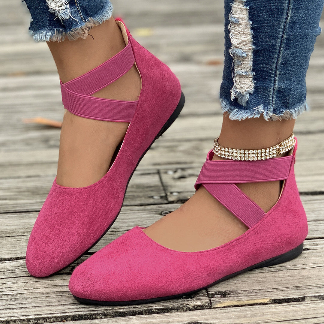 Damen Ballerinas mit elastischen Kreuzriemen EB