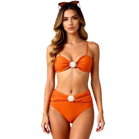 Damen Zweiteiler-Bikini mit raffinierten Rüschen und Muschel-Detail EB