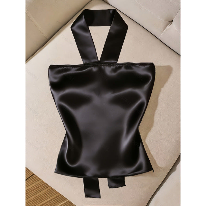 Damen Elegantes Top mit schickem Krawattendesign und funkelndem Schmuckdetail EB