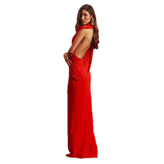 Damen Elegantes Abendkleid mit tiefem Rückenausschnitt und fließendem Drapé EB