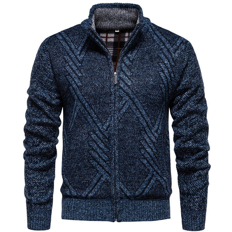 Herren sportliche Strickjacke mit modernem Zopfmuster EB