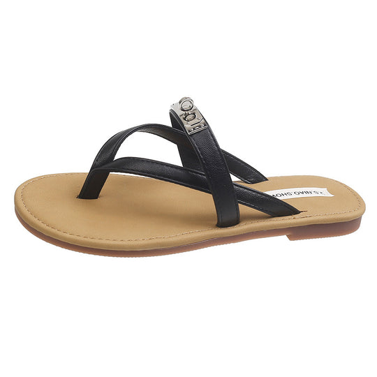Damen elegante Flip-Flops mit funkelndem Schmuckdetail EB