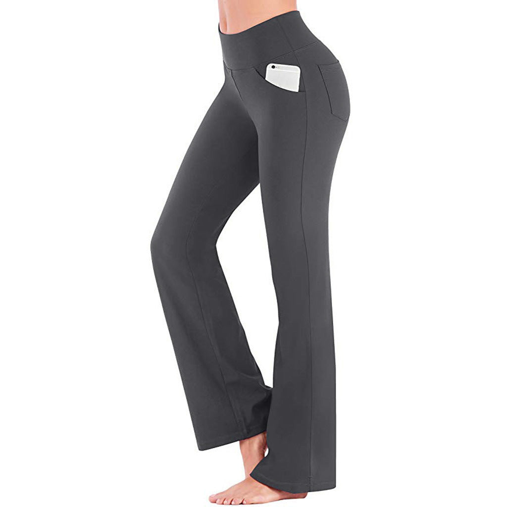 Damen nan ausgestellte Highwaist Yogahose mit seitlicher Handytasche und formendem Komfortbund EB