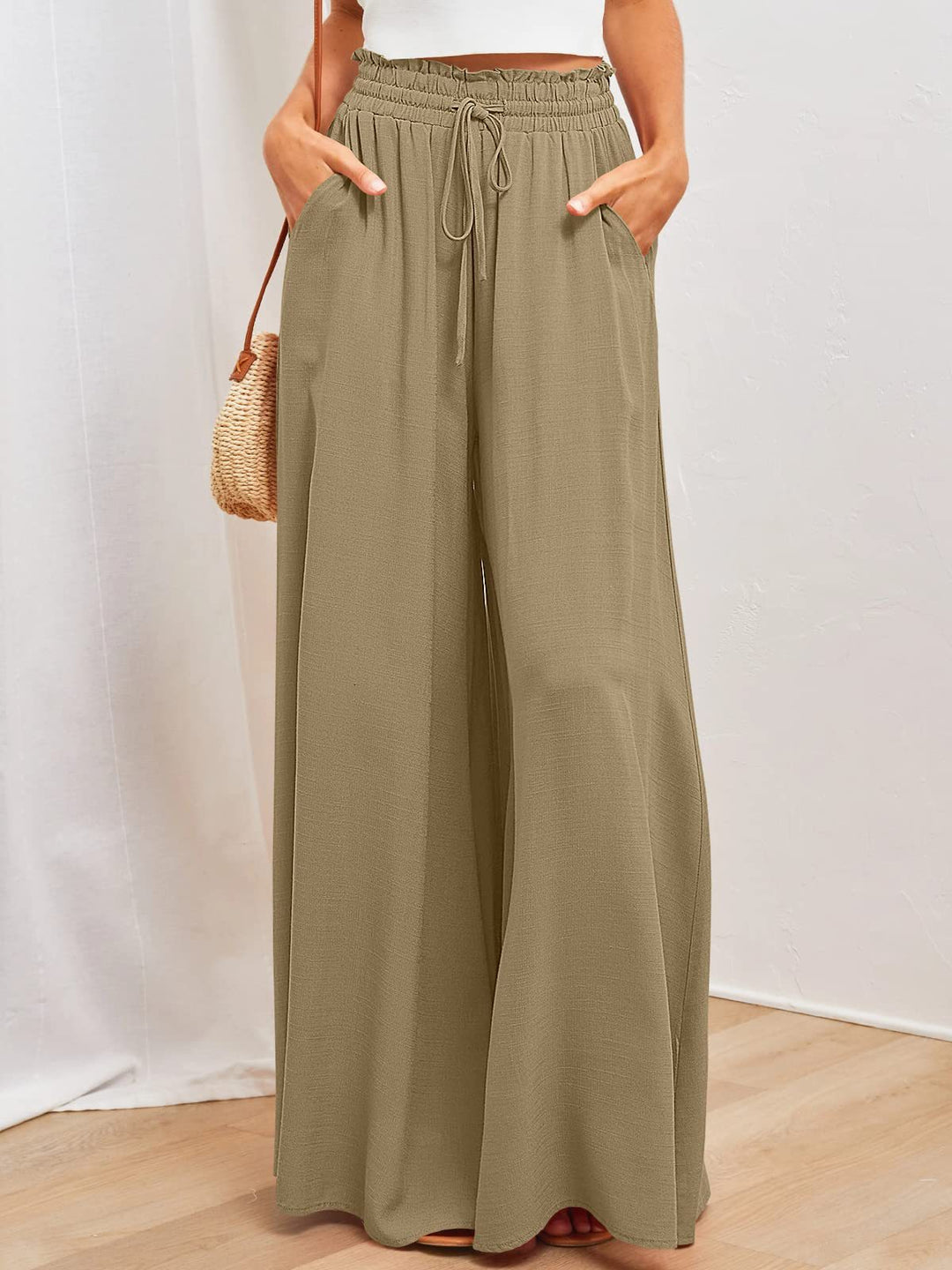 Damen Weite Palazzo-Hose mit elastischem Bund und praktischen Taschen EB