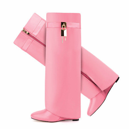 Femme Über-die-Knie-Fashion-Stiefel mit skulpturalem Design EB