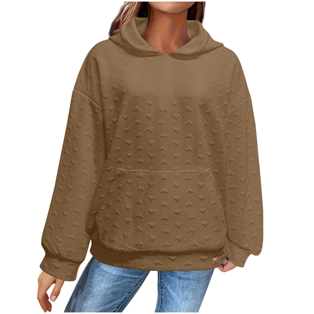 Damen Kapuzenpullover mit strukturiertem Herzmuster EB