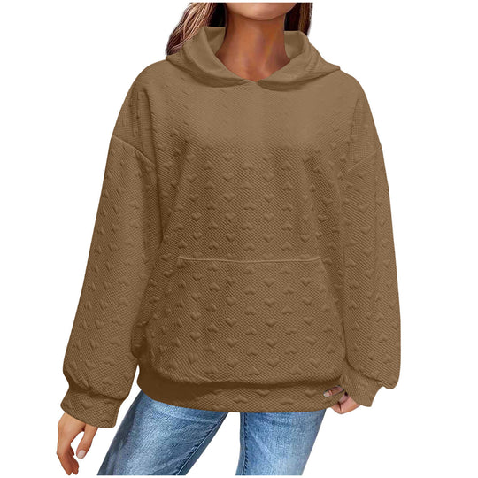 Damen Kapuzenpullover mit strukturiertem Herzmuster EB