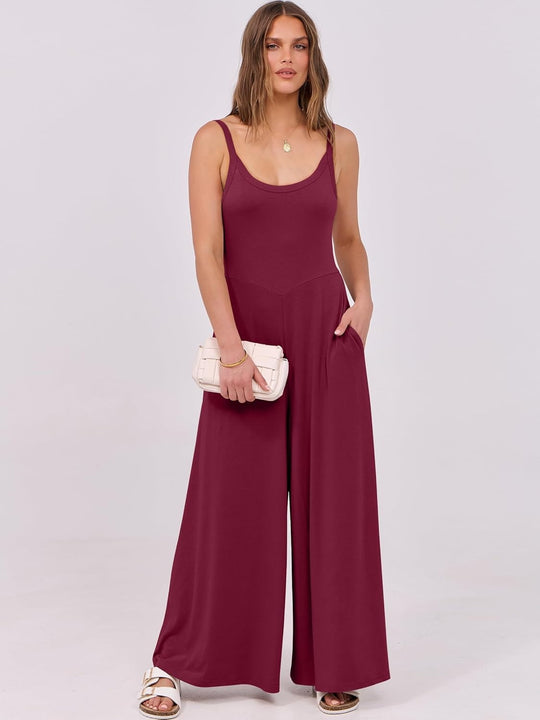 Damen eleganter Jumpsuit mit weitem Bein und komfortablem Schnitt EB