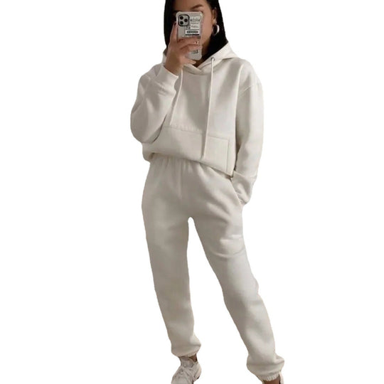 Damen nan kuscheliger Oversize-Kapuzenpullover und Highwaist-Jogginghose Set EB