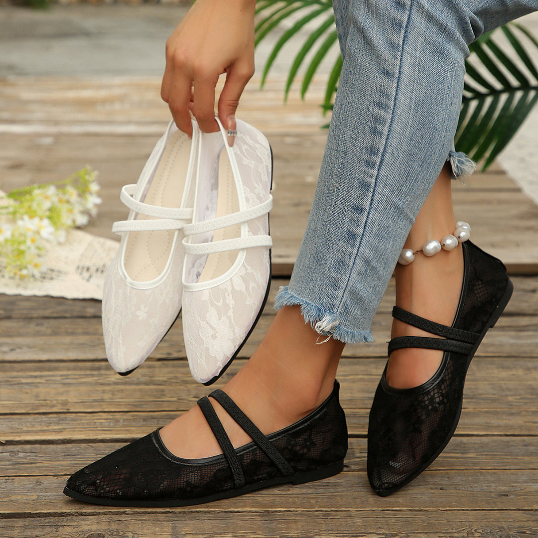 Damen Ballerinas mit elegantem Spitzendesign EB