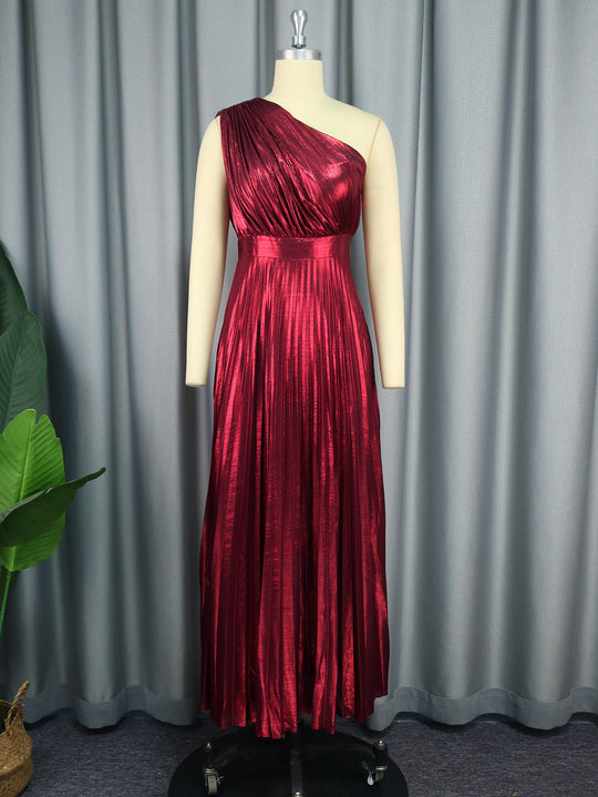 Damen plissiertes Abendkleid mit schimmerndem Oberteil EB