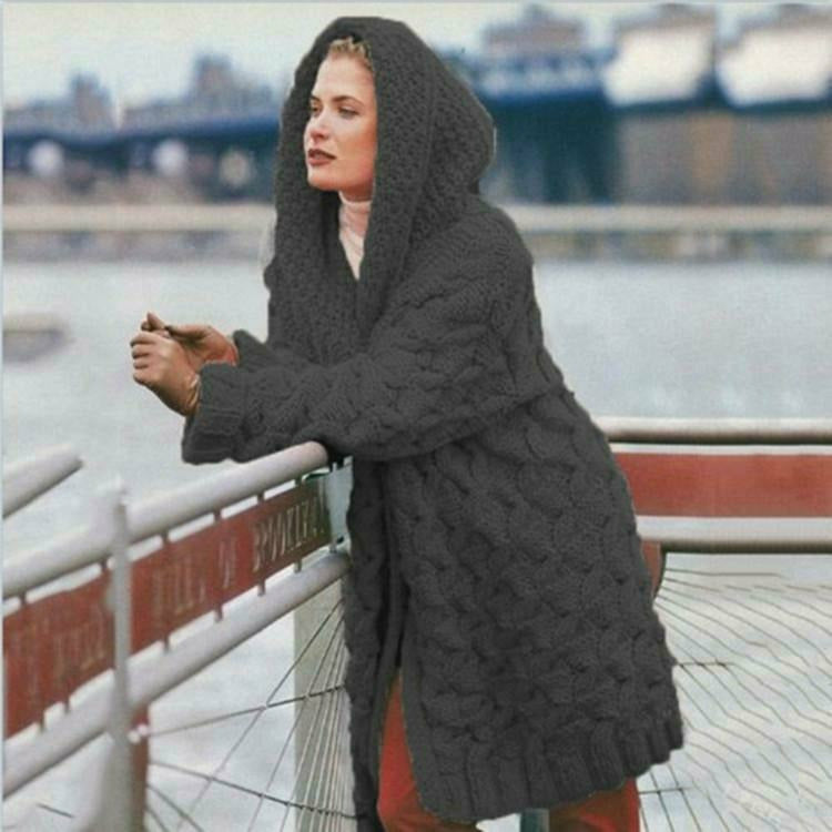 EB Langer Cardigan Mit Kapuze