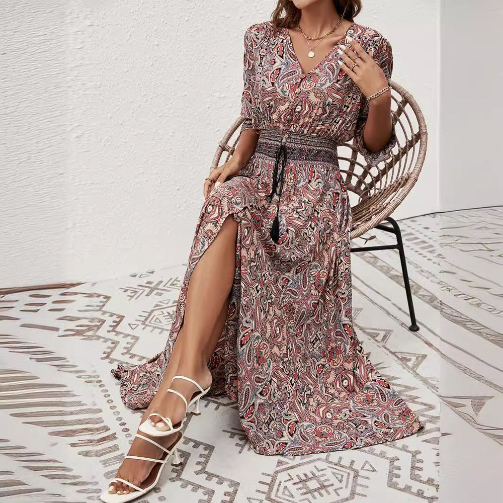 Damen Maxikleid mit Boho-Muster EB