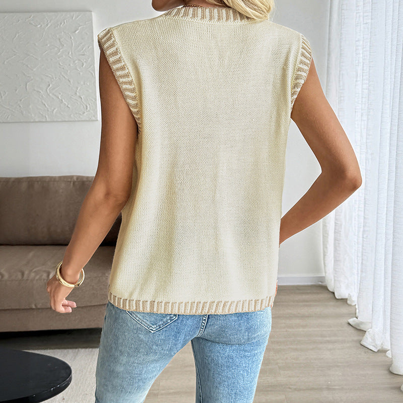 Damen Strickweste mit Knopfleiste und Taschen EB