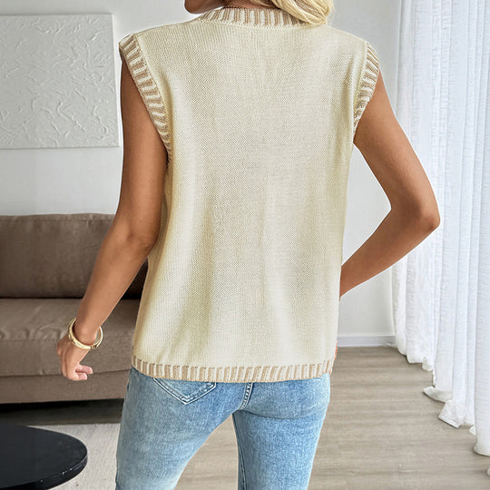 Damen Strickweste mit Knopfleiste und Taschen EB