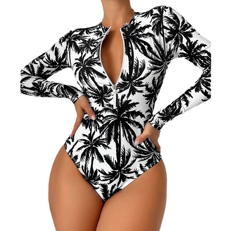 Damen Longsleeve Badeanzug mit praktischem Reißverschluss EB