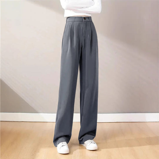 Damen Weite Hochwasserglatte Hose EB
