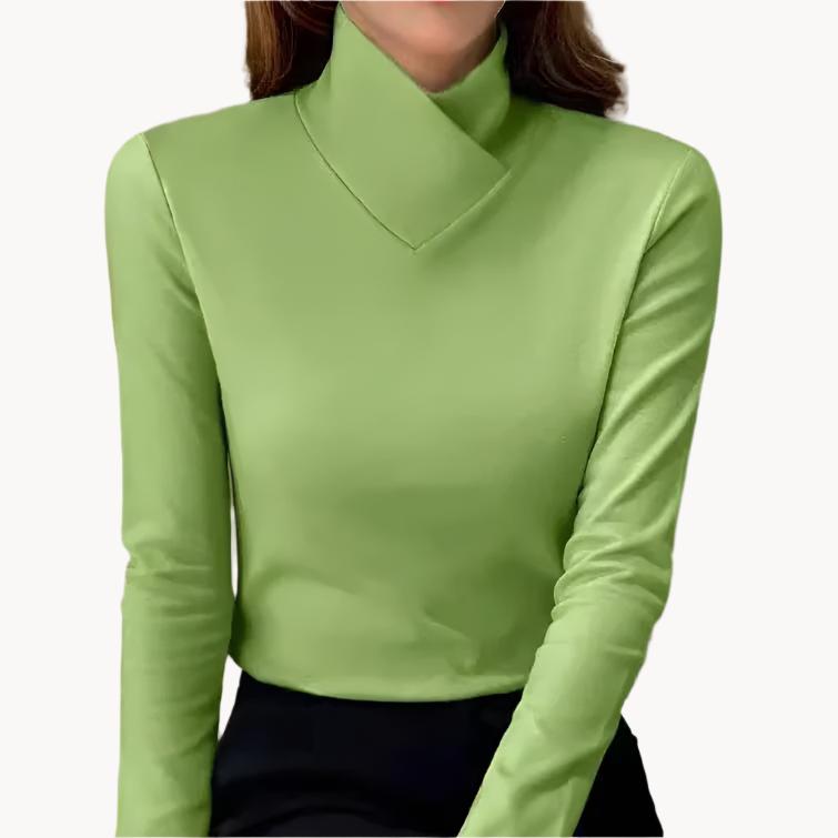 EB | Bluse mit Asymmetrischem Kragen Langarm-design Elegant und Modern
