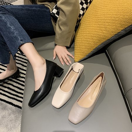 Damen elegante Blockabsatz-Pumps mit geschmeidiger Oberfläche EB