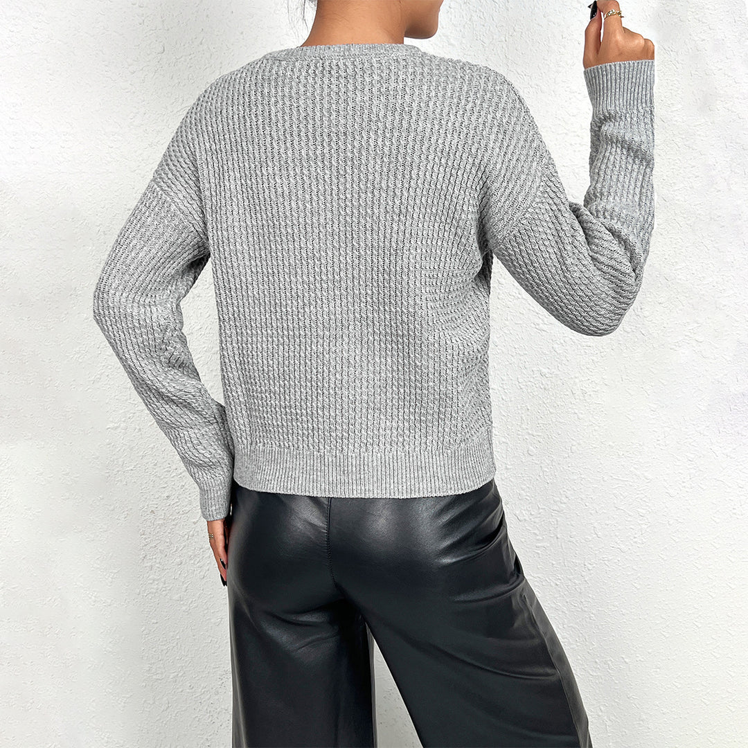 Damen Feinstrickpullover mit V-Ausschnitt und langen Ärmeln EB