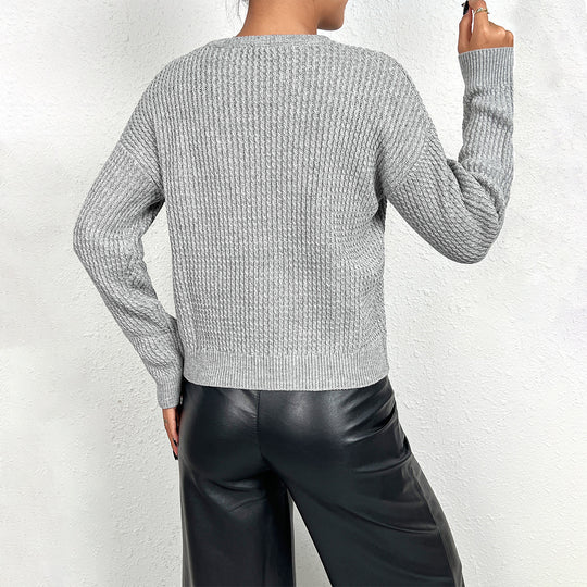 Damen Feinstrickpullover mit V-Ausschnitt und langen Ärmeln EB