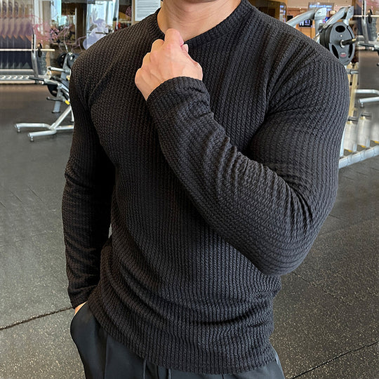 Herren Langarmshirt mit strukturiertem Gewebe EB