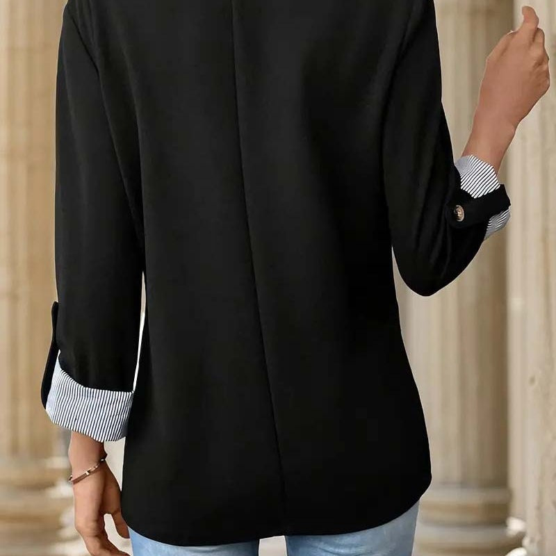 Damen modische Blazerjacke mit eleganten Kontrastdetails EB