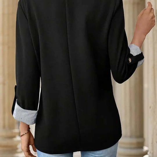 Damen modische Blazerjacke mit eleganten Kontrastdetails EB