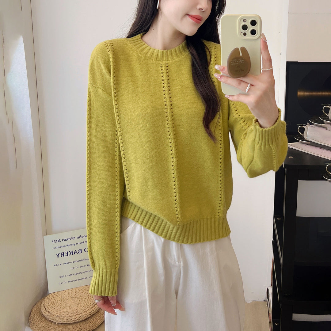 Damen Gemusterter Strickpullover mit bequemen Oversized-Schnitten EB
