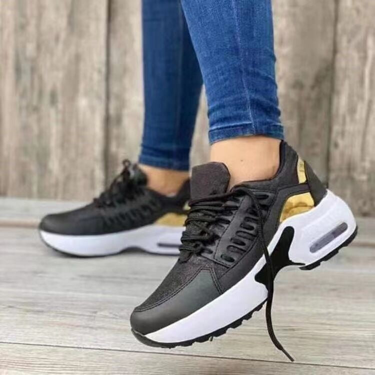 Damen Chunky-Plateau-Sneaker mit luftgepolsterter Sohle und atmungsaktivem Mesh-Obermaterial EB