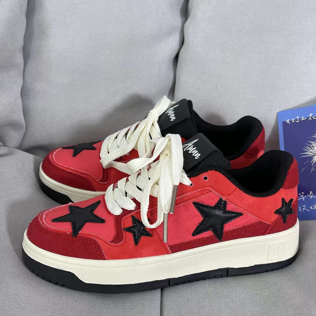 Damen modische Sneakers mit markantem Sternen-Design und dämpfender Sohle EB