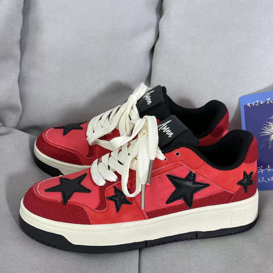 Damen modische Sneakers mit markantem Sternen-Design und dämpfender Sohle EB
