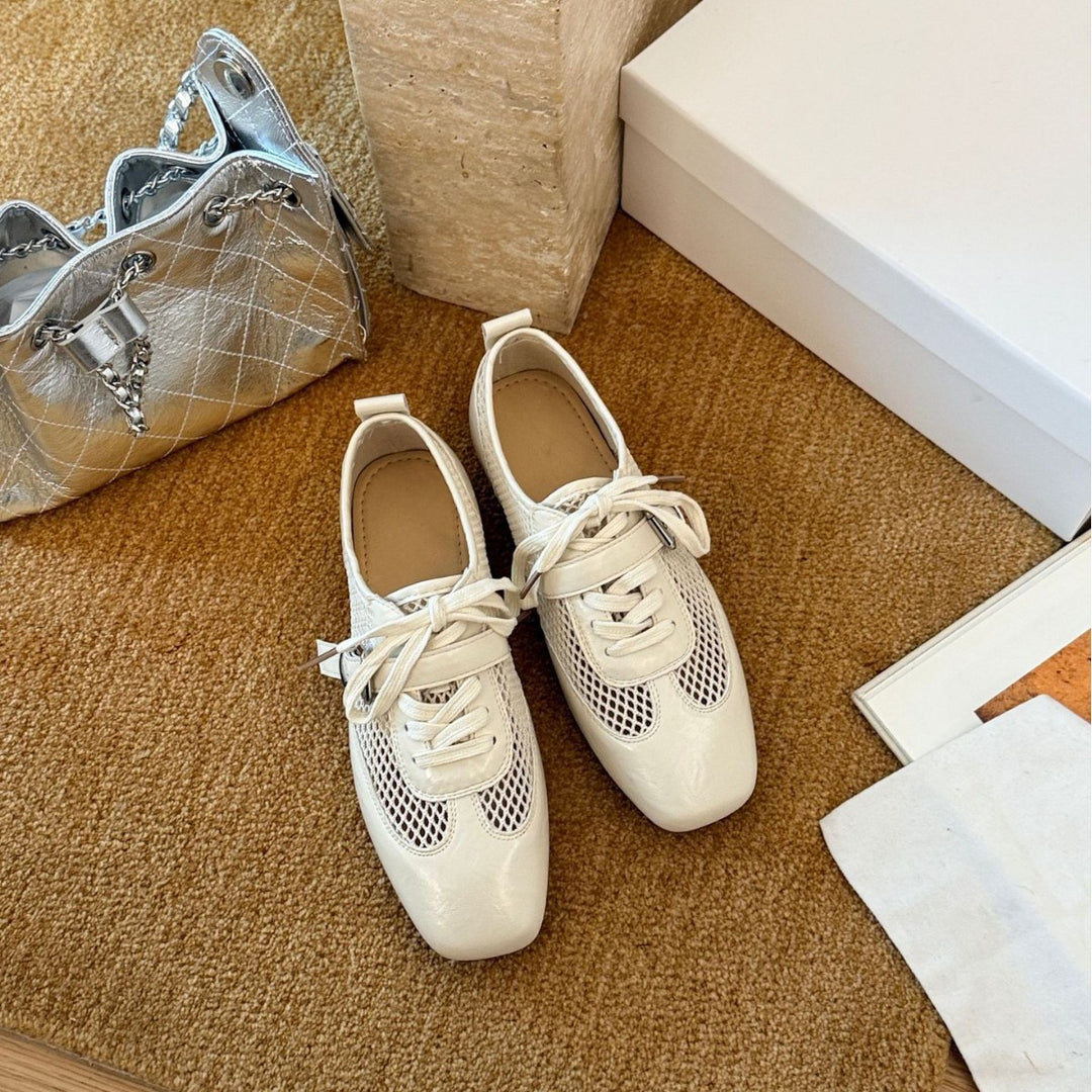 Damen sportive Ballerinas mit atmungsaktivem Netzdesign und glänzender Oberfläche EB