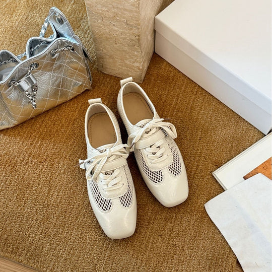 Damen sportive Ballerinas mit atmungsaktivem Netzdesign und glänzender Oberfläche EB