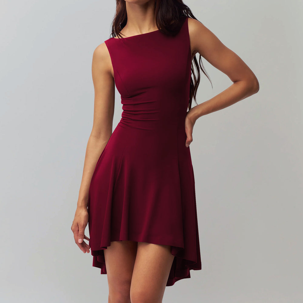 Damen elegantes Kleid mit asymmetrischem Saum und figurbetontem Design EB