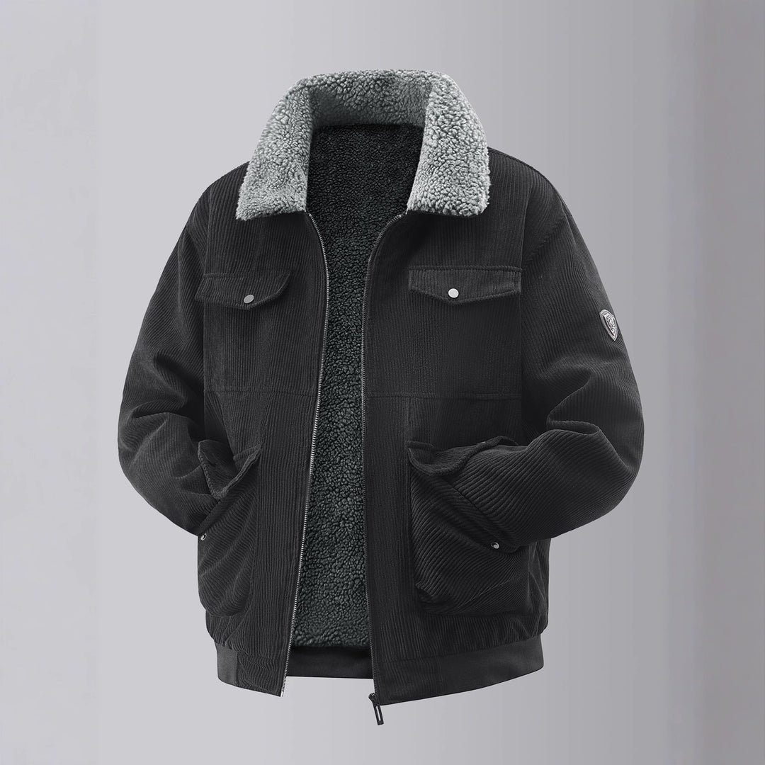 Herren kuschelige Teddy-Fleecejacke mit praktischen Brusttaschen und elastischen Bündchen EB