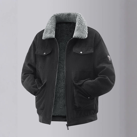 Herren kuschelige Teddy-Fleecejacke mit praktischen Brusttaschen und elastischen Bündchen EB