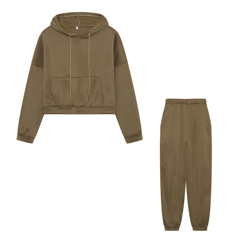 Damen Sportliches Sweatset mit cropped Hoodie und Jogginghose EB