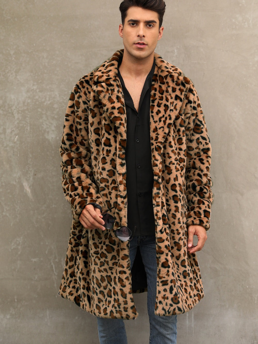Herren Modischer Leopardenfell-Mantel EB