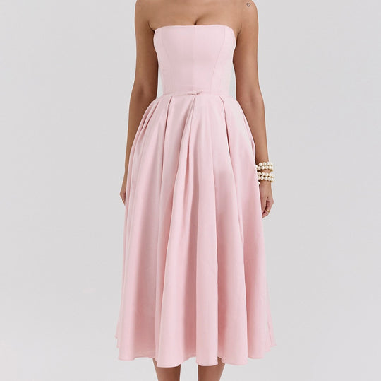 Damen Maxi Kleid mit tailliertem Oberteil und schwingendem Rock EB